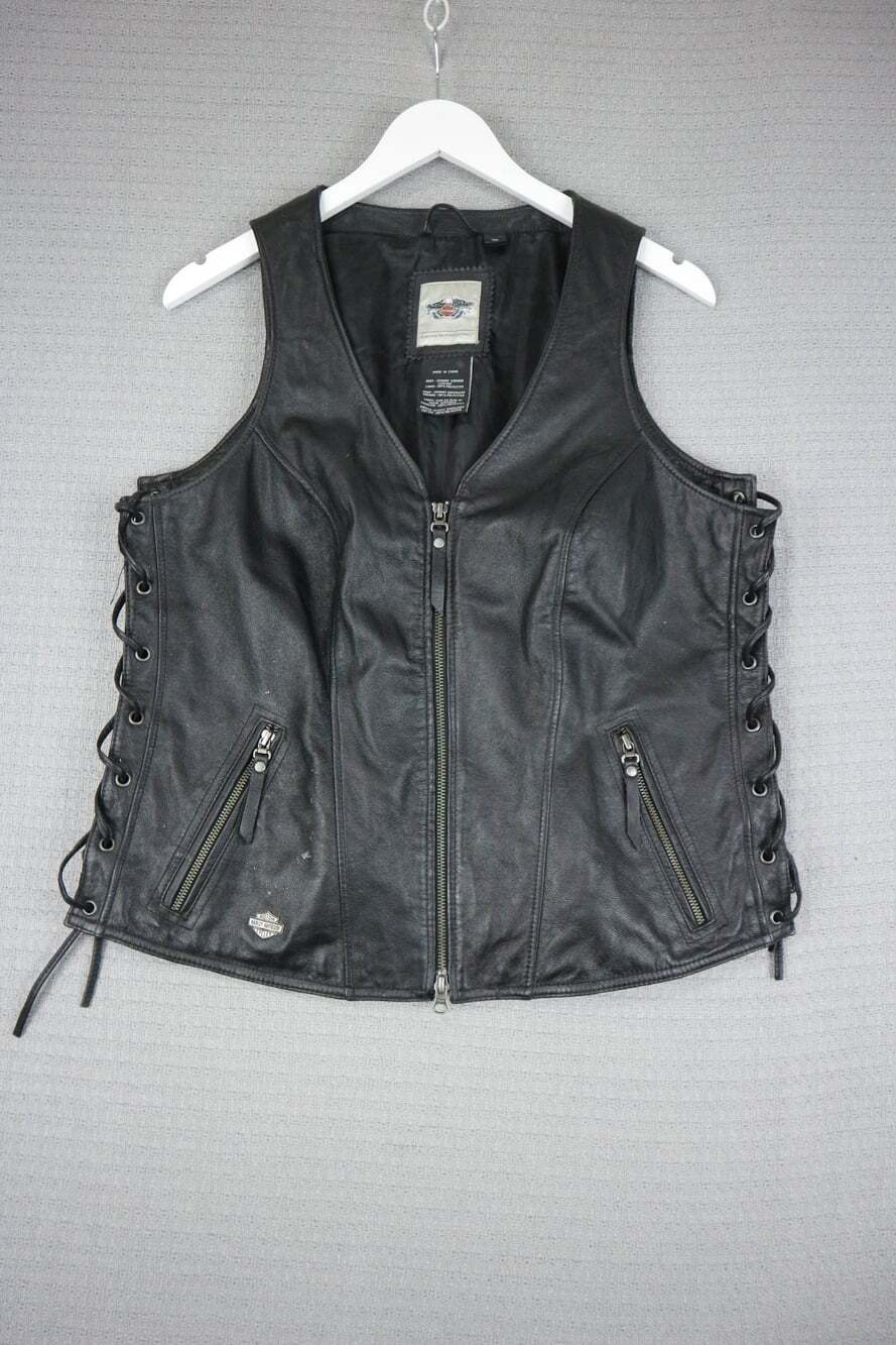 Harley Davidson Womens Leather Vest XL Avenue Leather Vest